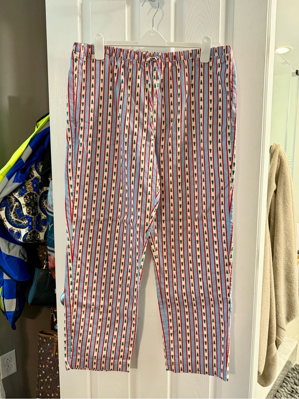 Hanna Andersson Striped Drawstring Men’s Pants in White and Red Size XL